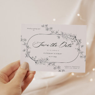 Postale Croquis Floral Moderne Enregistrer La Date Carte P