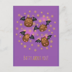 Postale Cute chauve-souris cupides "batty about you" carte