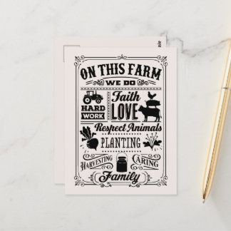 Postale Cute Ferme bienvenue ajouter message invité Carte 