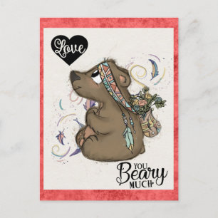 Postale Cute Funny Valentines Jour Ours Floral Carte posta