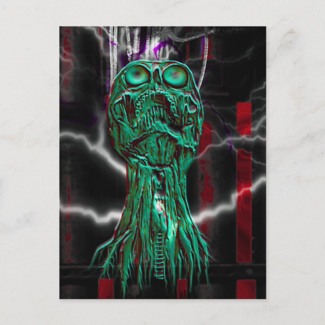 Postale Cyber cri Crâne gothique Mini carte d'art d'impres (Devant)