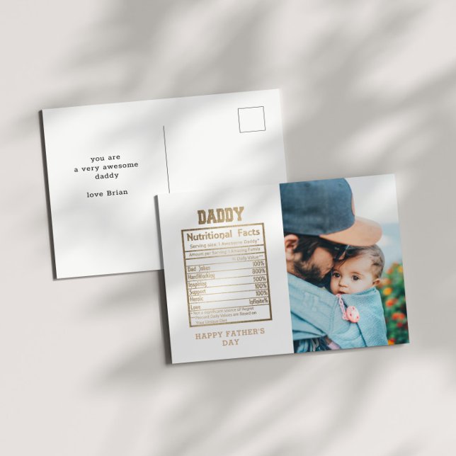 Postale Daddy Nutritional Facts Fête des pères Carte posta (Créateur téléchargé)