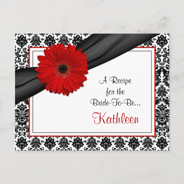 Postale Damask Red Gerber Daisy Recette Carte pour la mari (Devant)