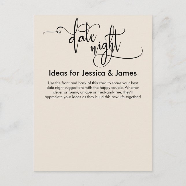 Postale Date Nuit Idées Elégante Carte Conseil Crème (Devant)
