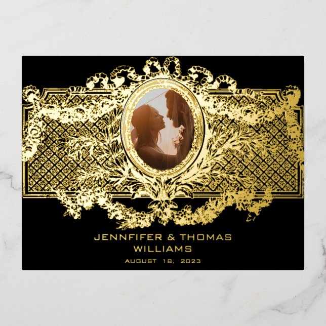 Postale De Vacances En Aluminium Carte élégante avec cadre photo Medallion personna (Recto)