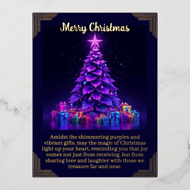 Postale De Vacances En Aluminium Carte Foil Purple Christmas Tree (Recto)
