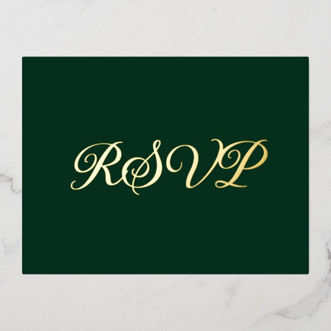 Postale De Vacances En Aluminium Carte RSVP Foil Elegant Co-Starring Forest Green (Recto)