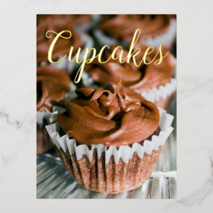 Postale De Vacances En Aluminium Chocolat Frosted Cupcakes feuille Titre Carte post