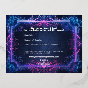 Postale De Vacances En Aluminium Cyber-Médiéval Fusion Wedding Carte RSVP REAL FOIL