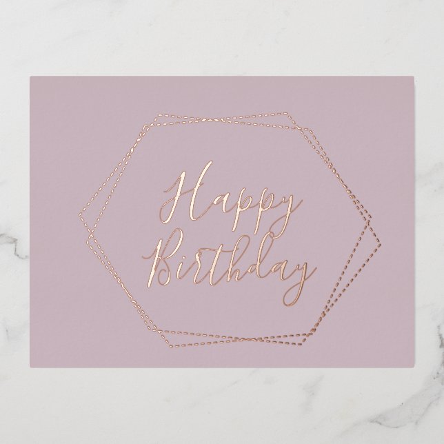 Postale De Vacances En Aluminium Joyeux Anniversaire Blush Cadre rose Pressé Carte (Recto)