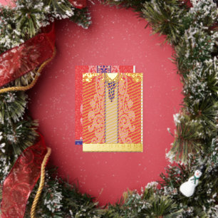 Postale De Vacances En Aluminium une carte avec un cœur rouge dessus