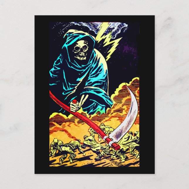 Postale Décès avec une carte d'Halloween Scythe (Devant)