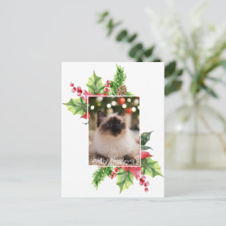 Postale Décoration de Noël à l'aquarelle avec carte de vœu