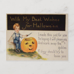 Postale Découpage de citrouille (Ancienne carte d'Hallowee