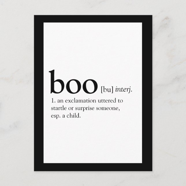 Postale Définition du dictionnaire de la carte Boo Hallowe (Devant)