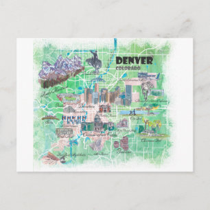 Postale Denver Colorado USA Carte illustrée avec Main Road