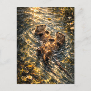 Postale Dérive ensemble Art de loutre de rivière Carte