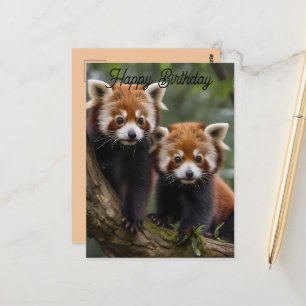 Postale Deux bébés pandas roux, carte de joyeux anniversai
