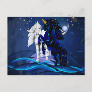 Postale Deux licornes et carte WavesPost