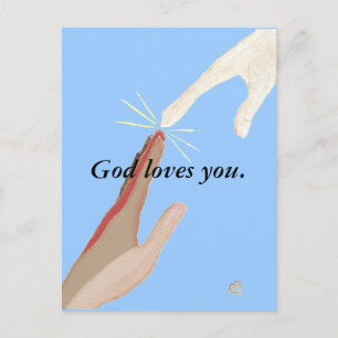 Postale Dieu vous aime, Énergie, Multiracial Hands Carte p