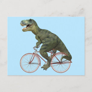 Postale Dinosaure Dinosaur TRex Bicycle Cyclisme Carte pos
