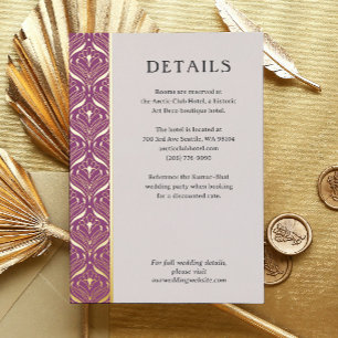 Postale D'invitation À Feuilles D'aluminium Art Deco Lotus Gold Détails Mariage Carte de boîti