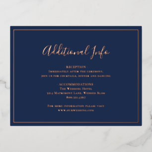 Postale D'invitation À Feuilles D'aluminium Carte de boîtier Mariage bleu de la marine traditi
