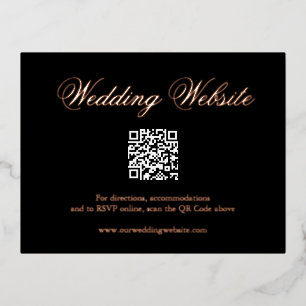 Postale D'invitation À Feuilles D'aluminium Carte de boîtier Mariage de code QR noir tradition