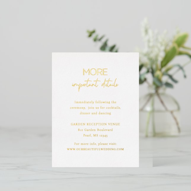 Postale D'invitation À Feuilles D'aluminium Carte de boîtier Mariage moderne chic (Debout devant)