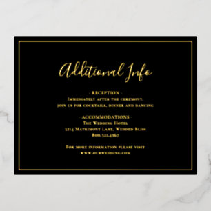 Postale D'invitation À Feuilles D'aluminium Carte de boîtier Mariage noir traditionnel