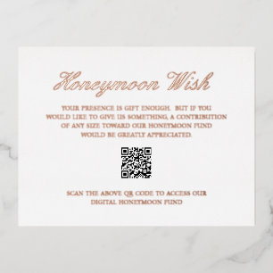 Postale D'invitation À Feuilles D'aluminium Carte de boîtier Mariage rose Gold Foil QR Code