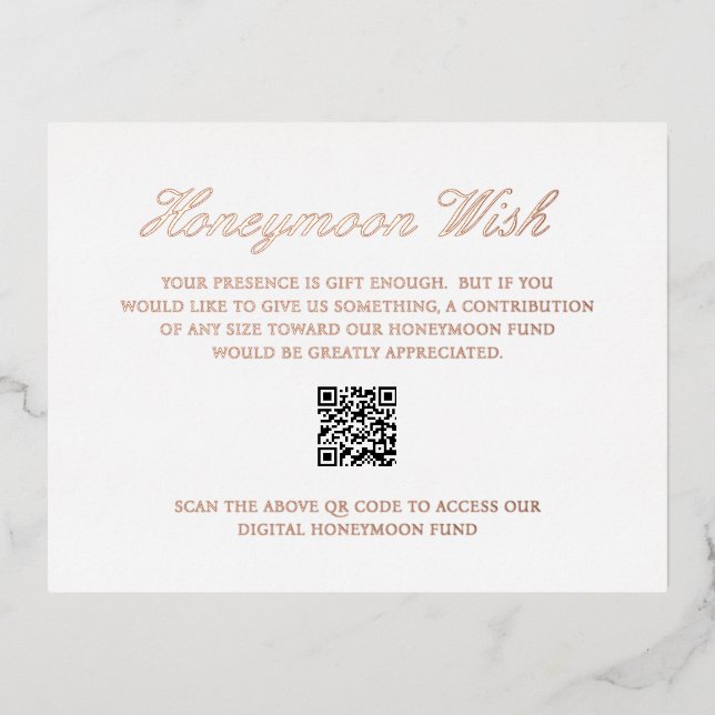 Postale D'invitation À Feuilles D'aluminium Carte de boîtier Mariage rose Gold Foil QR Code (Recto)