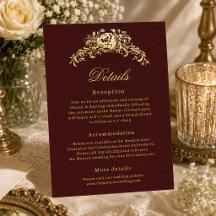 Carte de détails de mariage Régence Bourgogne vint