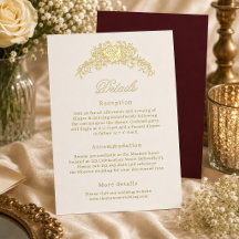 Carte de détails de mariage Régence Ivory Burgundy