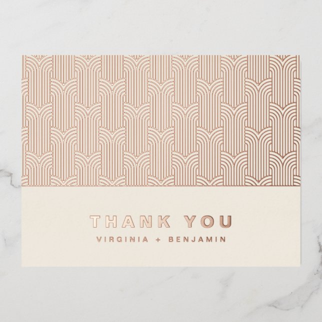 Postale D'invitation À Feuilles D'aluminium Carte de remerciements Foil moderne (Recto)