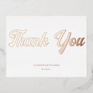 Postale D'invitation À Feuilles D'aluminium Carte de remerciements mariage en or rose