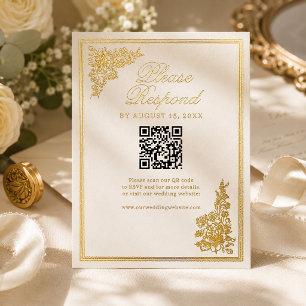 Postale D'invitation À Feuilles D'aluminium Carte de réponse de mariage élégante vintage burgu
