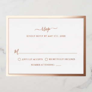 Postale D'invitation À Feuilles D'aluminium Carte de réponse de mariage en feuille d'or rose