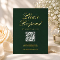 Carte de réponse de mariage Régence Émeraude Vinta