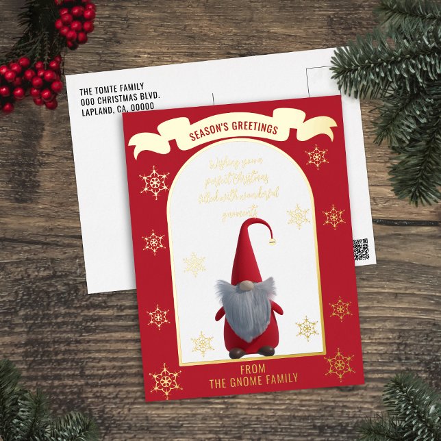 Postale D'invitation À Feuilles D'aluminium Carte de vœux de Noël en aluminium représentant un (Wishing you wonderful gnoments this Holiday Season. Just add your greeting and  family name)