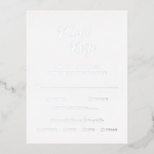Postale D'invitation À Feuilles D'aluminium Carte RSVP contemporaine Silver Foil de mariage mo