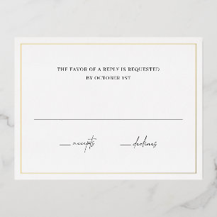 Postale D'invitation À Feuilles D'aluminium Carte RSVP de mariage élégant et intemporelle