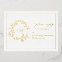 Carte RSVP de mariage pour monogramme de crête dor