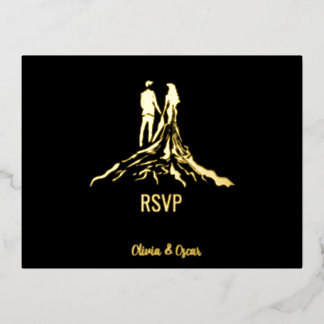 Postale D'invitation À Feuilles D'aluminium carte rsvp du mariage royal Foil