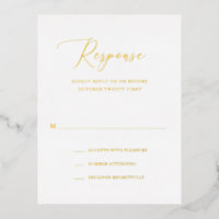 Carte RSVP simple Formal Elegant Gold Foil Mariage