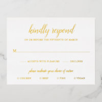 Carte RSVP simple Formal Elegant Gold Foil Mariage