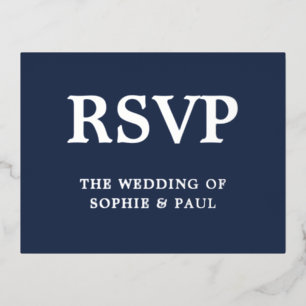 Postale D'invitation À Feuilles D'aluminium Chanson Choice Marine Bleu Classic Foil Carte RSVP