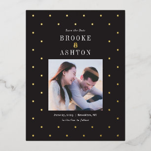 Postale D'invitation À Feuilles D'aluminium Chic Dots FOIL Wedding Enregistrer La Date Carte P