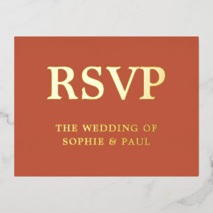 Postale D'invitation À Feuilles D'aluminium Classic Terracotta Chanson Choice Foil Carte RSVP