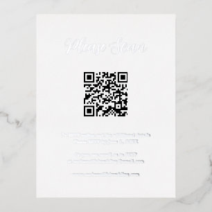 Postale D'invitation À Feuilles D'aluminium Elégante carte de boîtier Mariage de code QR pour